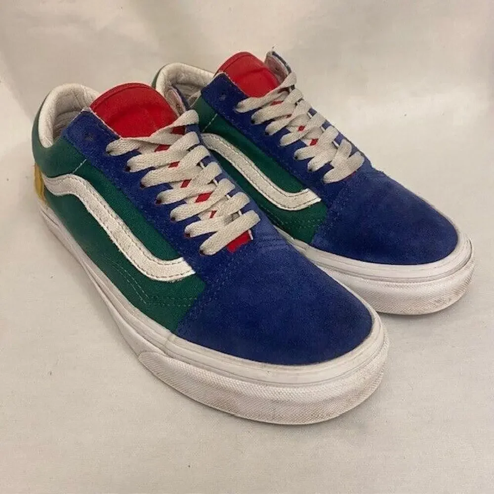 Vans Old Skool Blue Green Yellow Suede Canvas Sneakers